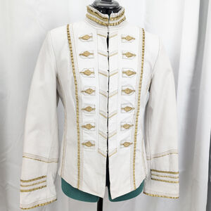 Ladies' Pamela Mcoy Embellished White Leather Jacket Small